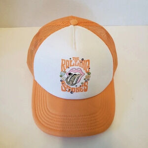 The Rolling Stones  American Eagle Mens Orange/White Mesh,Snapback Trucker Hat.